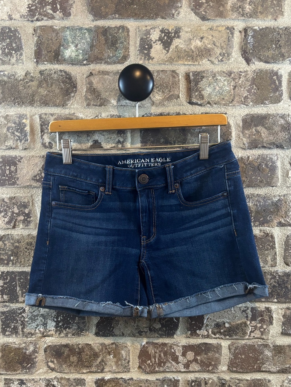 American Eagle Outfitters Dark Blue Denim Rolled Hem Women's Shorts Size 6